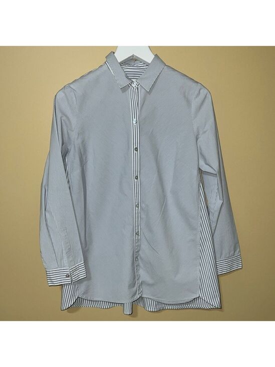 Tops - J.JILL classic button up tunic. Gray /white stripe. Size medium.